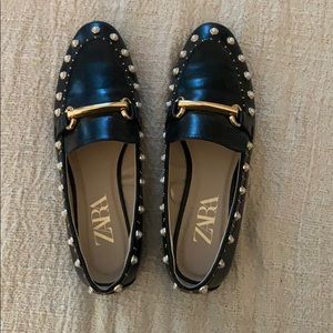 Zara micro studded pearl loafers TRADE